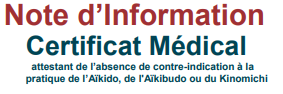 Info Certificat Médical Aikibudo